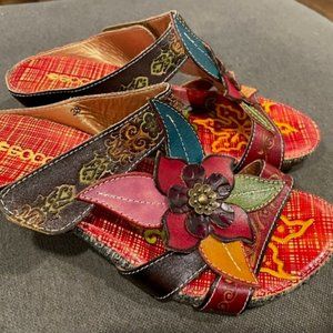 Women's Leather Flower Sandals